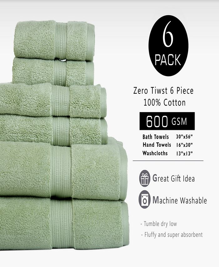Aerosoft 100 Zero Twist Cotton Oversized 6 Piece Towel Set Macy's