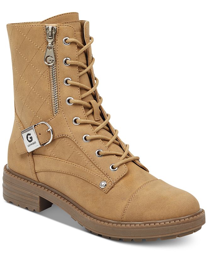 gbg los angeles women's harlin round toe stacked heel boot