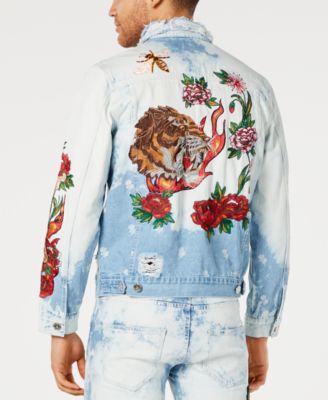 Reason Men's Embroidered Denim Jacket - Macy's