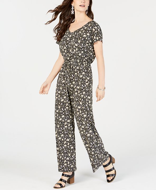 Style & Co Petite Printed VNeck Jumpsuit, Created for Macy's & Reviews