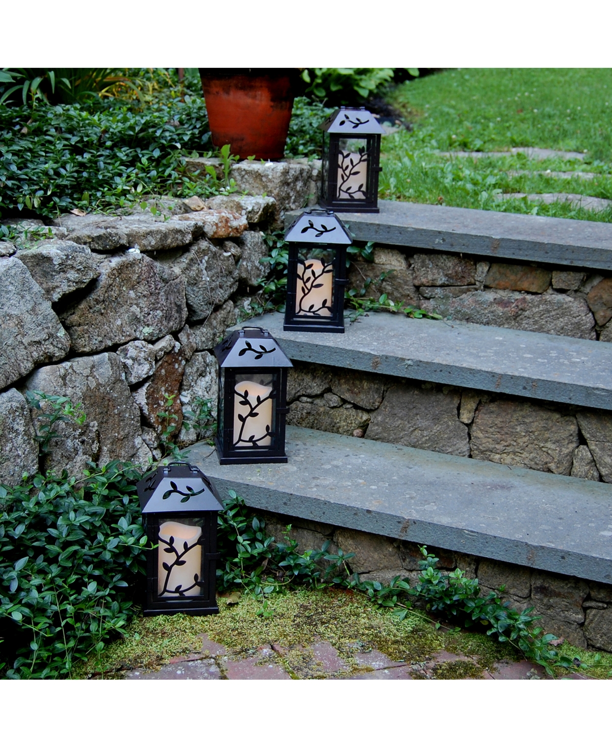 Lumabase WarmVine Metal Lantern with Led Candle - Black