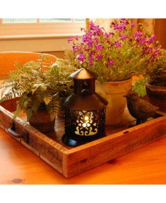 Lumabase Set of 2 Black Metal Lantern Candle Holder and 30" Shepherd's Hook