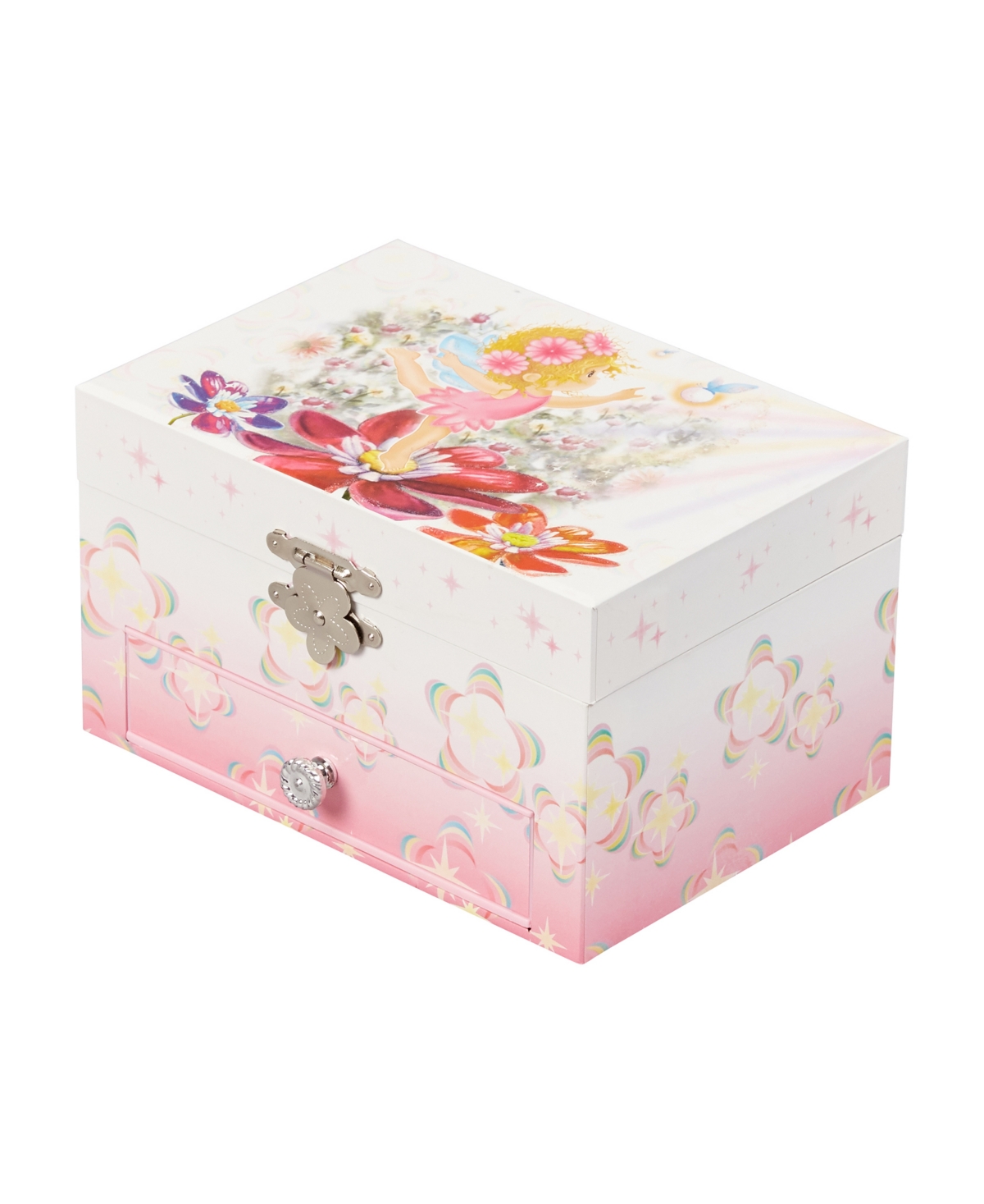 Mele & Co. Ashley Girl's Musical Ballerina Fairy and Flowers Jewelry Box - White