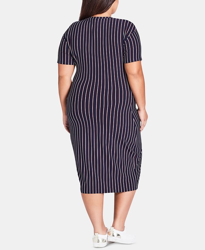 City Chic Trendy Plus Size Striped Twist-Front Dress - Macy's