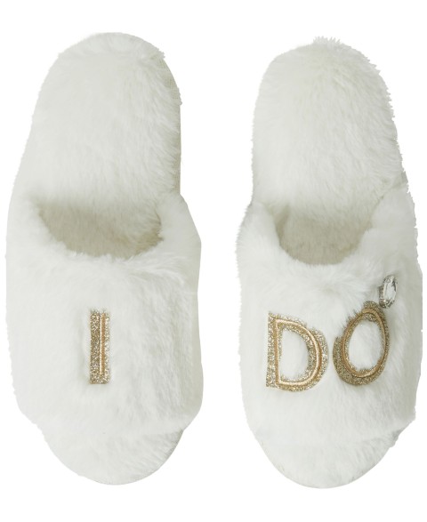Женские Dearfoams Women's Lane Bridal I Do Fuzzy Slide Slipper