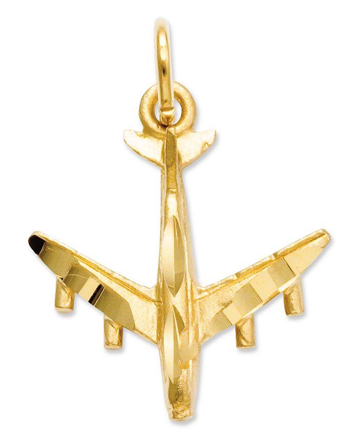 Yellow Gold 3D Airplane Pendant Necklace Gold M | Factory Direct Jewelry