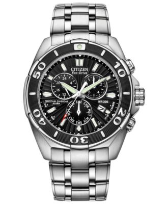 Citizen - Men's Eco-Drive Signature Perpetual Calendar Chronograph Stainless Steel Bracelet Watch 43mm BL5440-58E