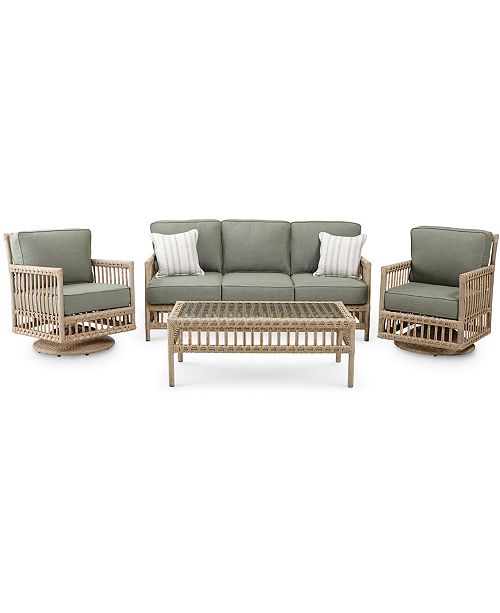 Furniture Lavena Outdoor 4 Pc Seating Set 1 Sofa 2 Swivel