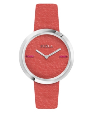image of Furla Women-s My Piper Orange Dial Calfskin Leather Watch