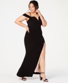Trendy Plus Size Off-The-Shoulder Slit Gown