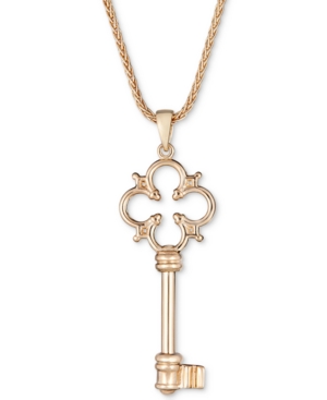 image of Clover Key Pendant Necklace in 14k Gold, 18