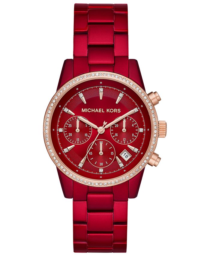 Michael Kors Women's Ritz Red Stainless Steel Bracelet Watch 37mm & Reviews  - All Watches - Jewelry & Watches - Macy's