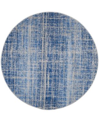 Adirondack Blue and Silver 6' x 6' Round Area Rug