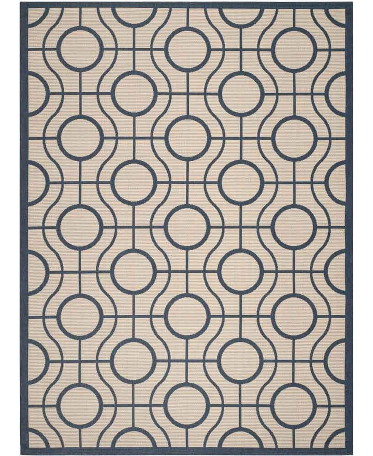 Safavieh Courtyard Beige and Navy 8' x 11' Sisal Weave Outdoor Area Rug - Beige / Na