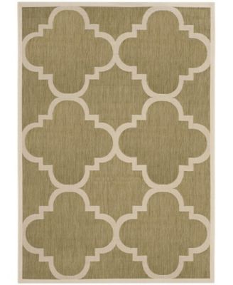 Courtyard CY6243 Green and Beige 5'3" x 7'7" Sisal Weave Outdoor Area Rug