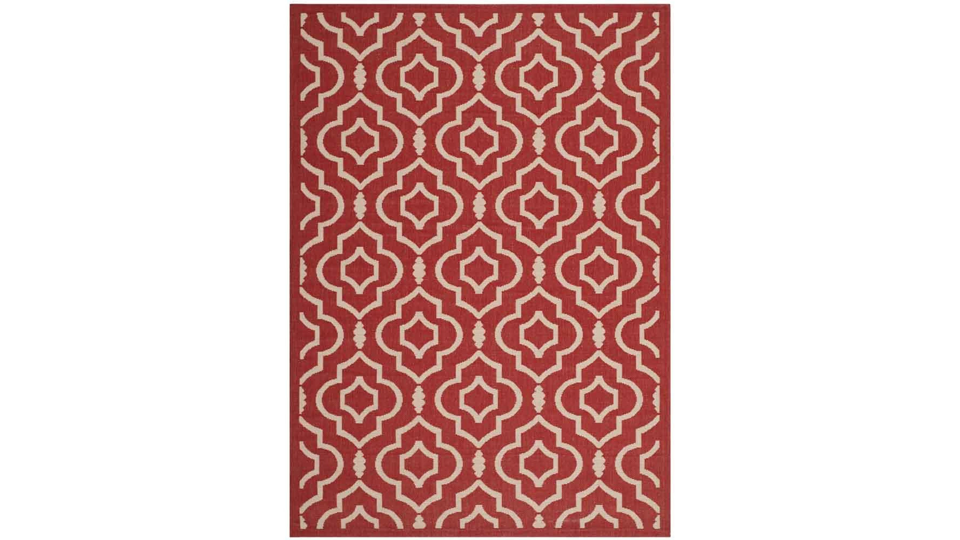 Safavieh Courtyard CY6926 Red and Bone 5'3" x 7'7" Sisal Weave Outdoor Area Rug