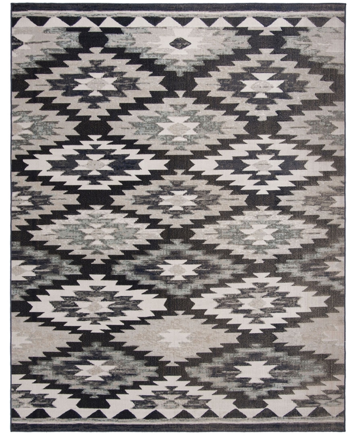 Safavieh Montage Gray and Black 8' x 10' Outdoor Area Rug - Black