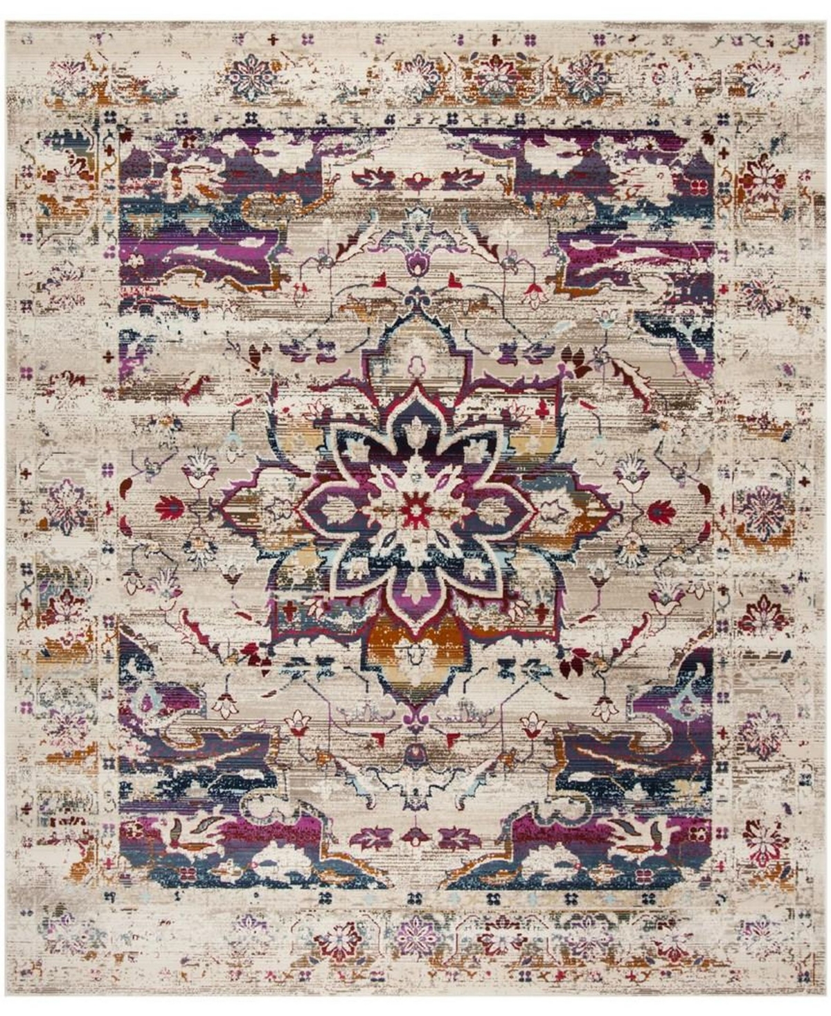 Safavieh Baldwin Cream and Fuchsia 8' x 10' Area Rug - Cream