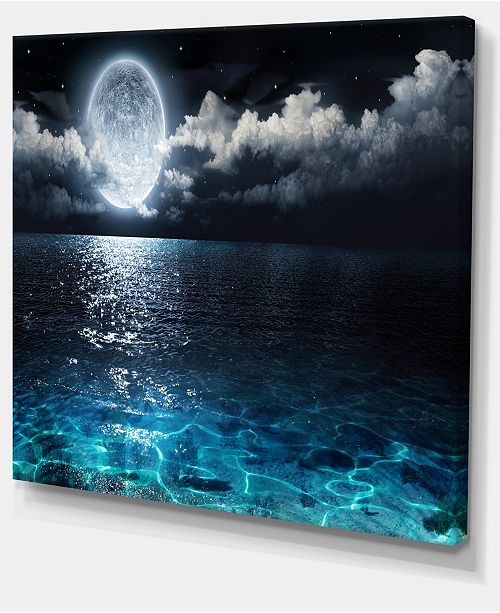Design Art Designart Romantic Full Moon Over Sea Seascape Canvas Art Print 20 X 12 Reviews Wall Art Macy S