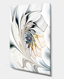 Designart White Stained Glass Floral Art Large Floral Wall Art Canvas - 12" X 20"
