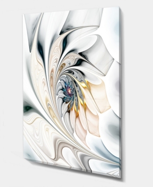 Design Art Designart 'white Stained Glass Floral Art' Large Floral Metal Wall Art - 12" X 20"