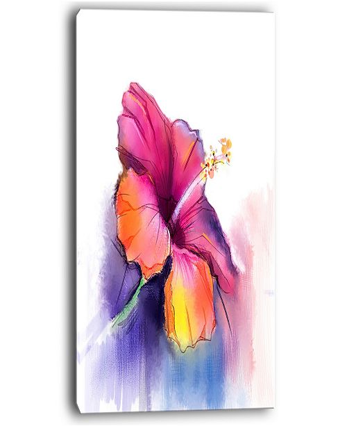 Design Art Designart Red Yellow Hibiscus Flower In Blue Large