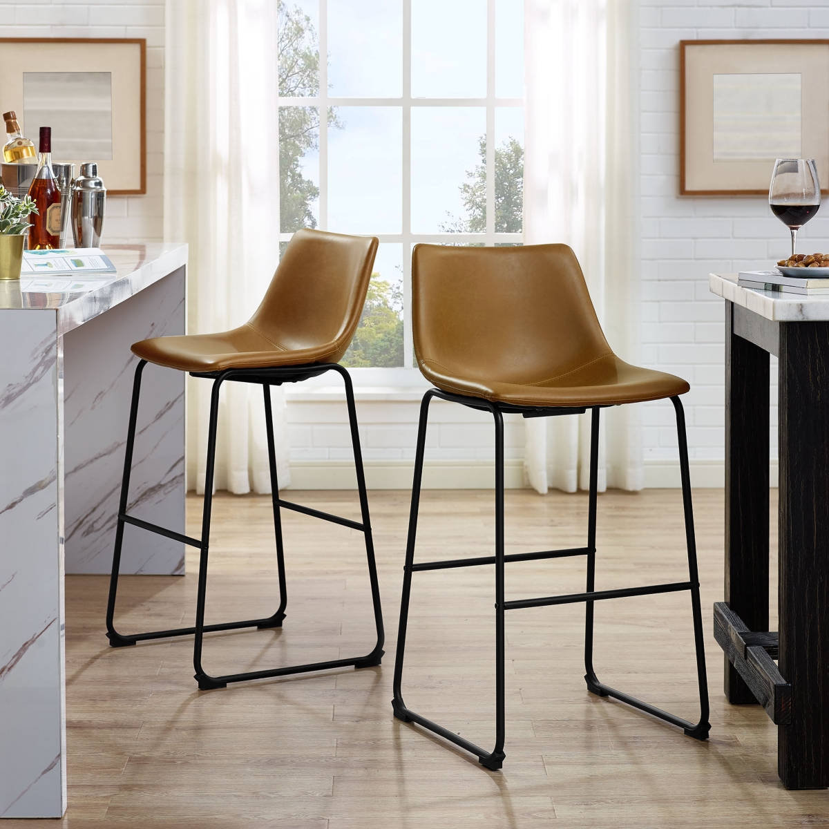 Faux Leather Barstool 2 Pack