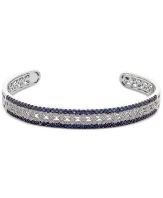 Macy's - Ruby (1-3/4 ct. t.w.) & Diamond (1/10 ct. t.w.) Bangle Bracelet in Sterling Silver (Also Available in Emerald & Sapphire)