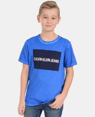 Calvin Klein Big Boys color-blocked Logo-Print Cotton T-Shirt - Macy's