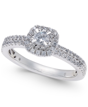 image of Diamond Halo Engagement Ring (1/2 ct. t.w) in 14k White Gold