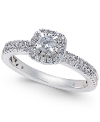 Macy's Diamond Halo Engagement Ring (1/2 ct. t.w) in 14k White Gold ...