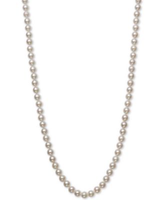 Belle de Mer - Cultured Akoya Pearl (6-6-1/2mm) 18" Strand Necklace in 14k Gold