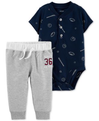 Carter's - Baby Boys 2-Pc. Football-Print Cotton Bodysuit & Pants Set