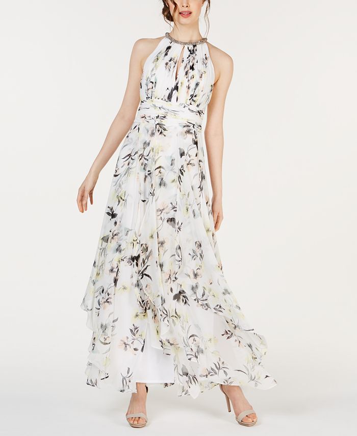 Calvin Klein Floral Draped Halter Gown Clearance Calvin Klein Women's Halter  Neck Gown With Draped Front