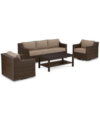 Furniture - Camden Outdoor Aluminum 4-Pc. Seating Set (1 Sofa, 2 Swivel Chairs & 1 Coffee Table)