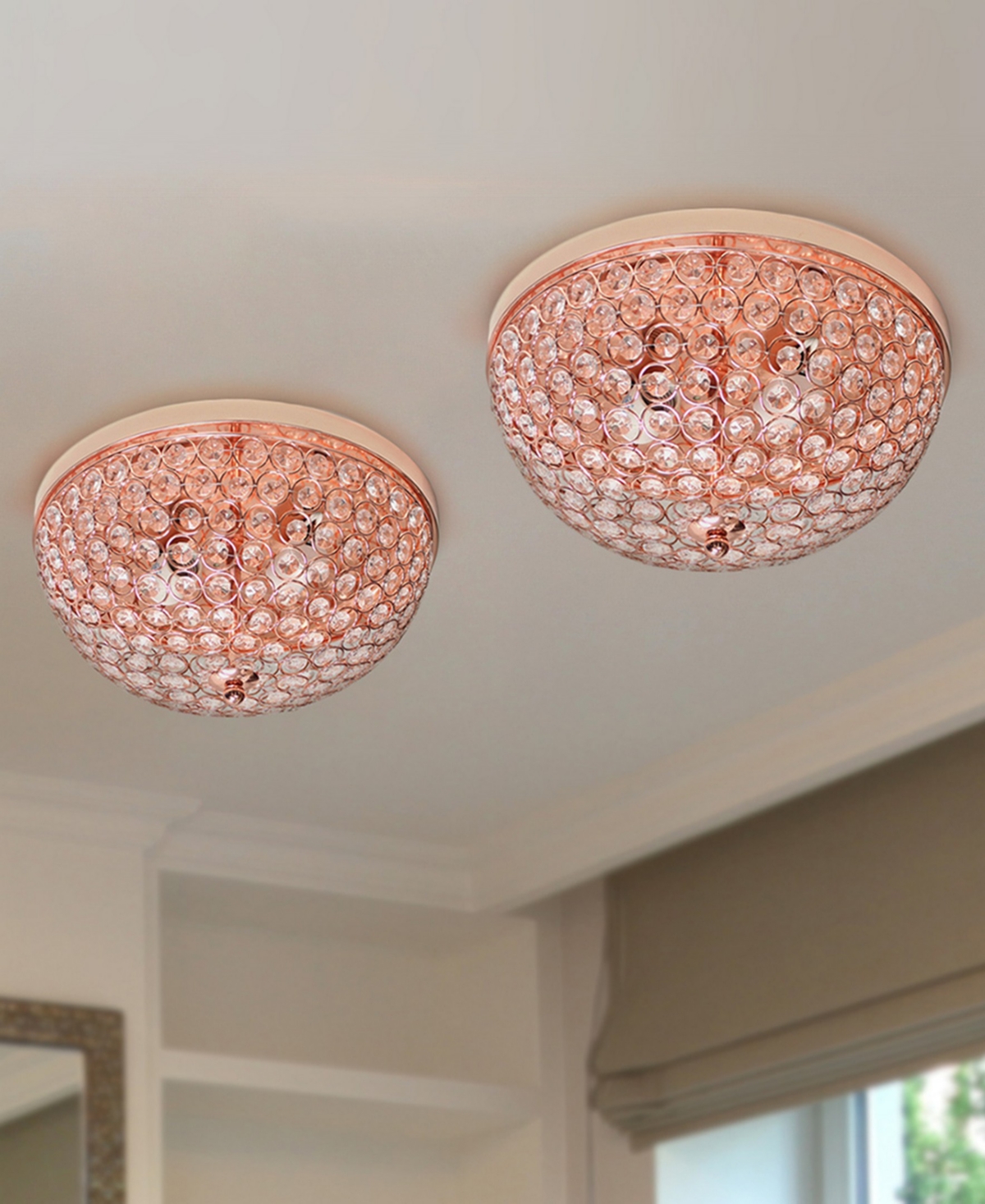 Elegant Designs 2 Light Elipse Crystal Flush Mount Ceiling Light 2 Pack