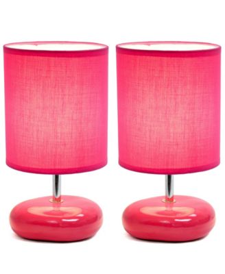 Simple Designs Stonies Small Stone Look Table Bedside Lamp 2 Pack Set