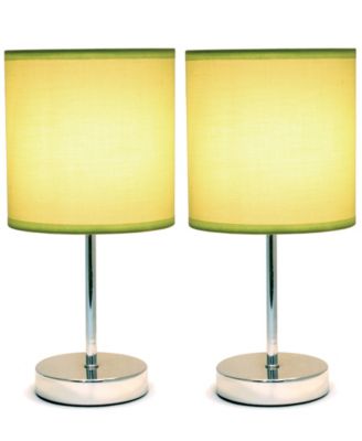 Simple Designs Chrome Mini Basic Table Lamp with Fabric Shade 2 Pack Set