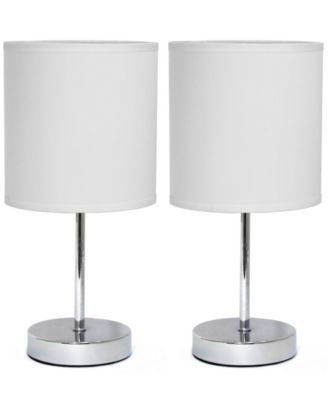 Simple Designs Chrome Mini Basic Table Lamp with Fabric Shade 2 Pack Set