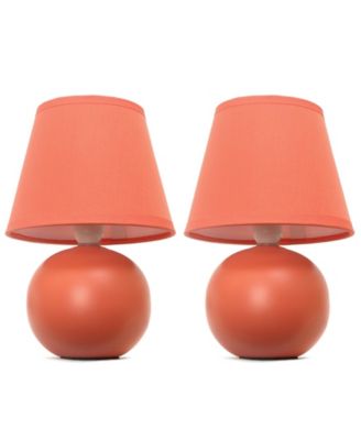 Simple Designs Mini Ceramic Globe Table Lamp 2 Pack Set