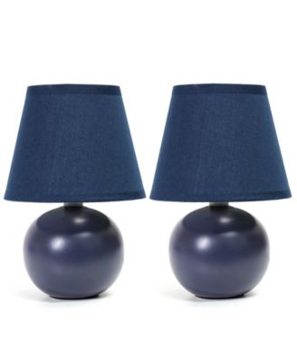 Simple Designs Mini Ceramic Globe Table Lamp 2 Pack Set