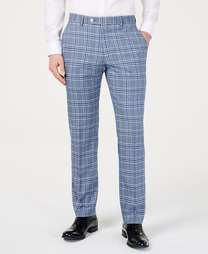 Tommy Hilfiger Men's Modern-Fit Light Blue Bold Plaid Suit Pants - Macy's
