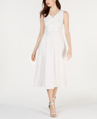 Calvin Klein Eyelet Fit & Flare Midi Dress - Macy's