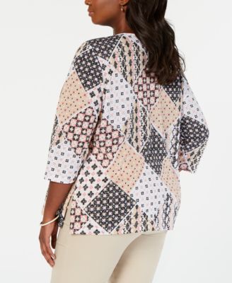 Alfred Dunner Plus Size Classic Printed Top