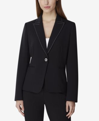 Tahari ASL Single-Button Pick-Stitch Blazer - Macy's