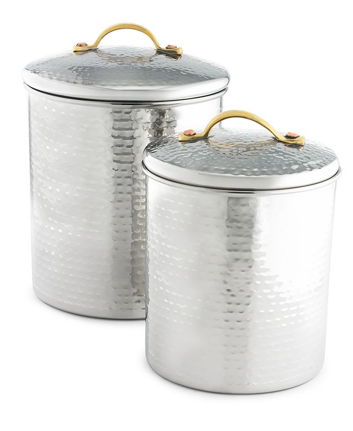 Martha Stewart Collection Hammered Stainless Steel Canisters, Set of 2, Created for Macy's Macy's