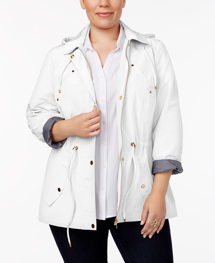 Charter Club Plus Size Water-Resistant Utility Jacket, Created for Macy ...