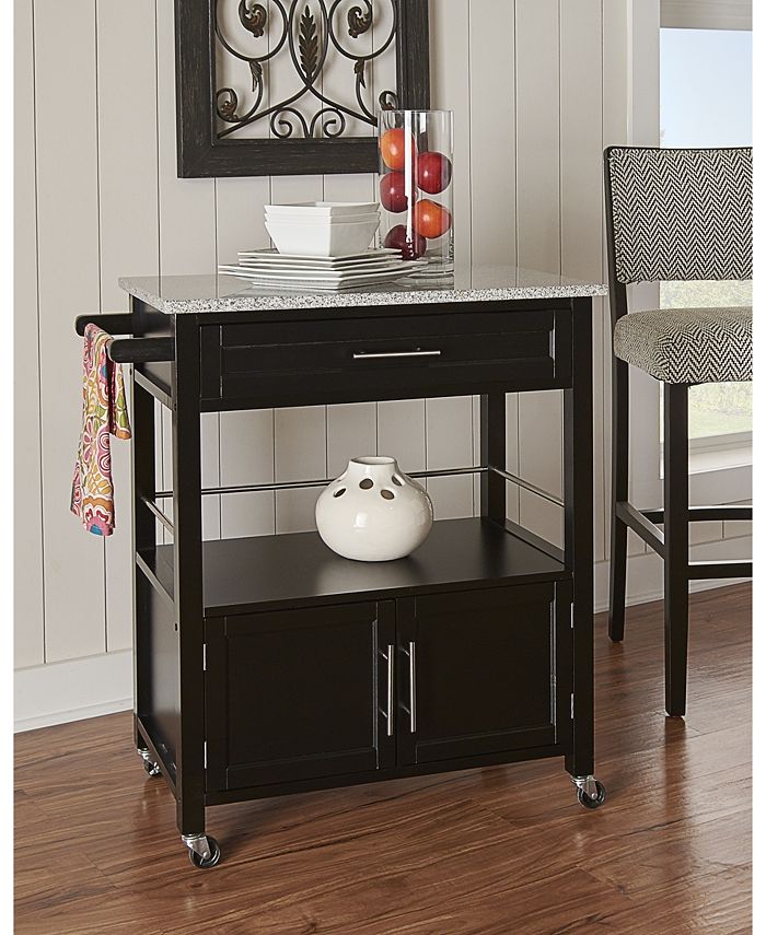 Linon Home Décor Cameron Kitchen Cart with Granite Top, Black Macy's