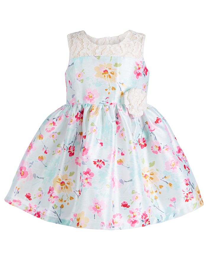 Bonnie Baby Baby Girls Floral & Lace Dress - Macy's