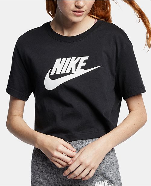 Nike Women's Sportswear Cotton Logo Cropped T-Shirt ...